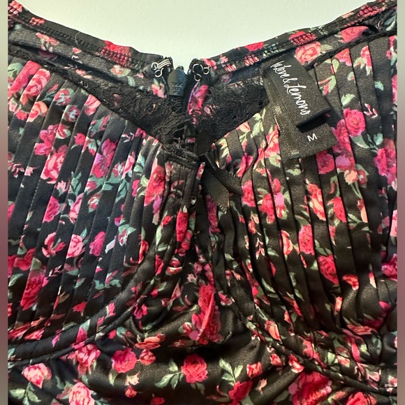 🆕For Love & Lemons Melrose Black & Pink Floral Mini
Ruched Dress. - Picture 6 of 7